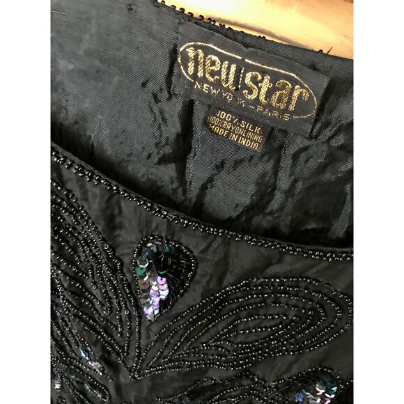 Vintage silk top with beads and sequins in black, size L - Picture 8 of 8